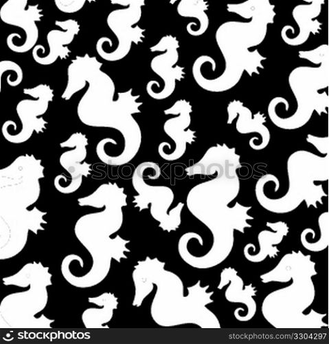 sea horses on background,black and white