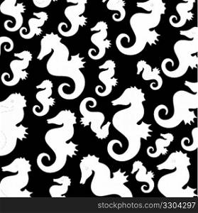 sea horses on background,black and white