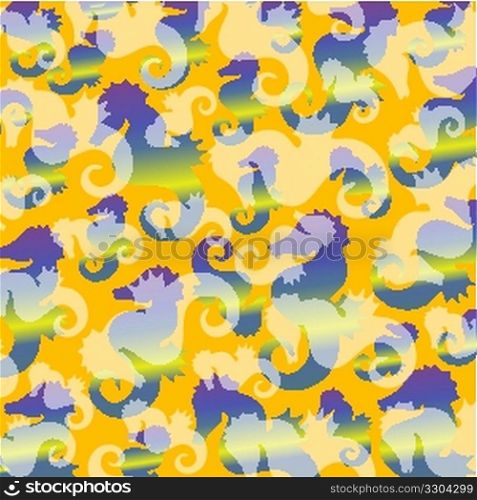 sea horses on yellow background