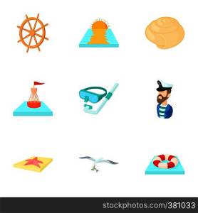 Sea icons set. Cartoon illustration of 9 sea vector icons for web. Sea icons set, cartoon style