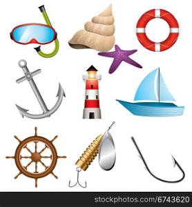 Sea icons. Set of 9 sea related icons