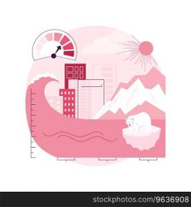 Sea level rise abstract concept vector illustration. World ocean rise report, global sea level data, water lifting cause, flood consequence, melting ice, environmental problem abstract metaphor.. Sea level rise abstract concept vector illustration.