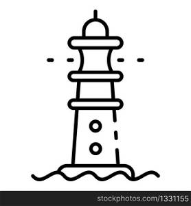 Sea lighthouse icon. Outline sea lighthouse vector icon for web design isolated on white background. Sea lighthouse icon, outline style