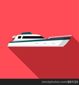 Sea motor ship icon. Flat illustration of sea motor ship vector icon for web design. Sea motor ship icon, flat style