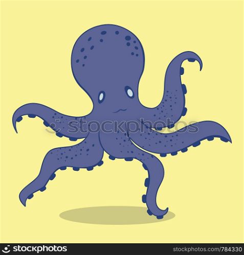 sea, octopus, navyblue, 05, Vector, illustration, cartoon, graphic, vect