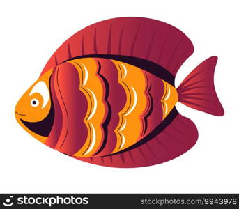 Sea or ocean creature swimming in water, isolated icon of tropical fish for aquarium. Ecosystem and wildlife, dwelling underwater in salt water. Aquatic animal with colorful spots. Vector in flat. Jewel fish swimming, aquarium creature of sea