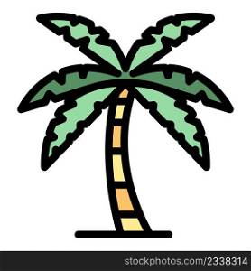 Sea palm tree icon. Outline sea palm tree vector icon color flat isolated. Sea palm tree icon color outline vector