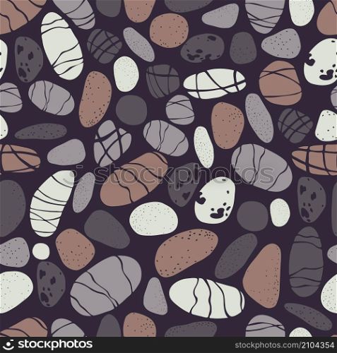 Sea pebbles, stones. Vector seamless pattern. Vector pattern with sea pebbles.