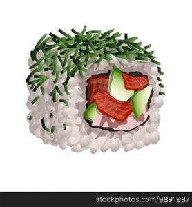 Sea plants sushi roll icon. Cartoon of sea plants sushi roll vector icon for web design isolated on white background. Sea plants sushi roll icon, cartoon style