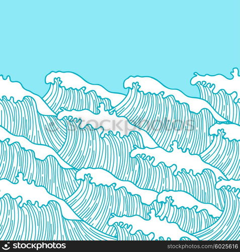 Sea seamless pattern with abstract hand drawn waves. Background for textile printing and wrapping paper. Sea seamless pattern with abstract hand drawn waves. Background for textile printing and wrapping paper.