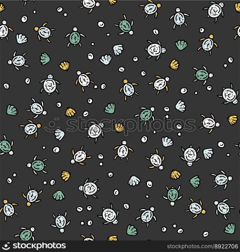 Sea seamless pattern with handdrawn vector image