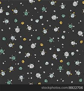 Sea seamless pattern with handdrawn vector image