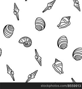 sea shell beach summer ocean Vector Seamless Pattern Thin Line Illustration. sea shell beach summer ocean vector seamless pattern