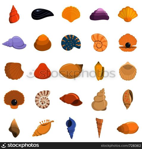 Sea shell icons set. Flat illustration of 25 Sea shell vector icons isolated on white. Sea shell icons set vector isolated