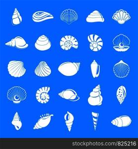 Sea shell icons set. Simple illustration of 25 Sea shell vector icons for web. Sea shell icons set, simple style