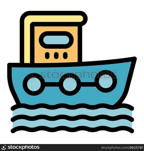 Sea ship icon outline vector. Guard coast. Rescue boat color flat. Sea ship icon vector flat