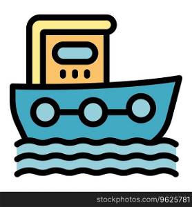 Sea ship icon outline vector. Guard coast. Rescue boat color flat. Sea ship icon vector flat