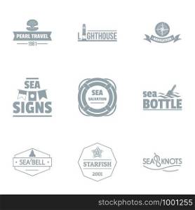 Sea surface logo set. Simple set of 9 sea surface vector logo for web isolated on white background. Sea surface logo set, simple style