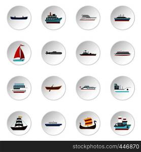 Sea transport set icons in flat style isolated on white background. Sea transport set flat icons