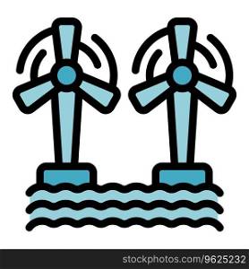 Sea turbine icon outline vector. Power energy. Water energy color flat. Sea turbine icon vector flat
