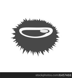 Sea Urchin Vector Flat Design Illustration. Sea urchin vector pattern monochrome variant. Seafood illustration for packaging, logos, and patterns. Healthy eating marine products concept. Cooked sea urchin on blue background.