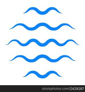 Sea wave logo icon, vector sign water symbol in the form of a blue wavy line