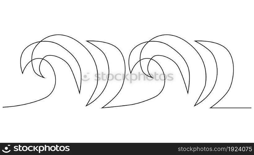Sea wave one line drawing art. Abstract wave continuous line. Sea wave one line drawing art. Abstract wave continuous line.