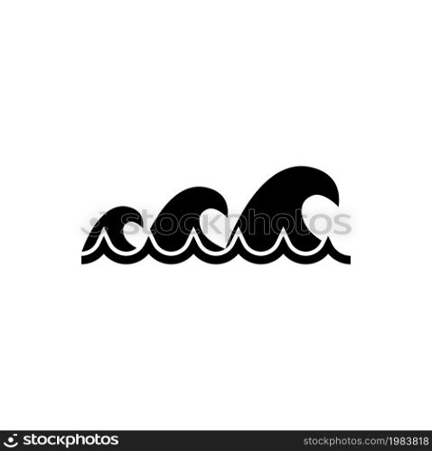 Sea Wave, Tsunami Water Waves. Flat Vector Icon illustration. Simple black symbol on white background. Sea Wave, Tsunami Water Waves sign design template for web and mobile UI element. Sea Wave, Tsunami Water Waves Flat Vector Icon