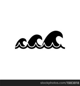 Sea Wave, Tsunami Water Waves. Flat Vector Icon illustration. Simple black symbol on white background. Sea Wave, Tsunami Water Waves sign design template for web and mobile UI element. Sea Wave, Tsunami Water Waves Flat Vector Icon