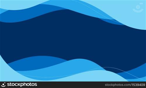 Sea waves curves deep blue layers shape abstract background, a middle area for inserting text