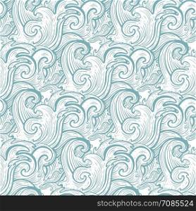 Sea waves. Hand drawn vector illustration. Can be used for wallpaper, textile, phone case print. Sea waves. Hand drawn vector illustration