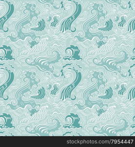 Sea waves pattern. Seamless Wave background - textile, wallpaper design, pattern fills, web page backgrounds, surface textures.