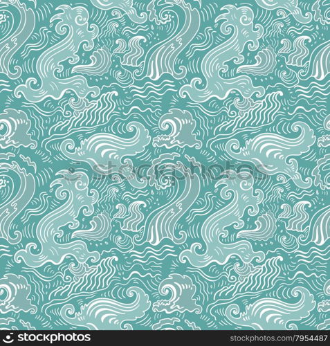 Sea waves pattern. Seamless Wave background - textile, wallpaper design, pattern fills, web page backgrounds, surface textures.