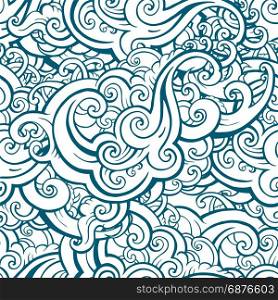 Sea waves Seamless pattern. Sea waves Seamless background. Elegant Hand Drawn vector pattern.