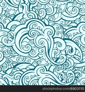 Sea waves Seamless pattern. Sea waves Seamless background. Elegant Hand Drawn vector pattern.