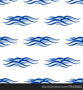Sea waves seamless pattern with blue rippling water on white background. For nautical adventure or travel themes background design . Sea blue waves with ripple pattern