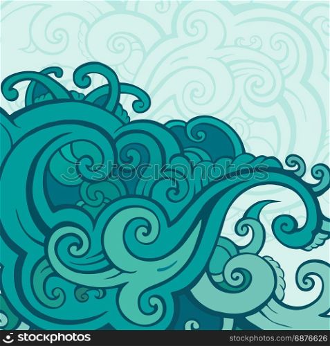 Sea waves set.. Sea waves set. Hand drawn vector illustration. Design element.