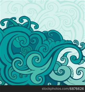 Sea waves set.. Sea waves set. Hand drawn vector illustration. Design element.