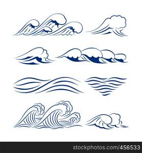 Sea waves vector. Ocean waves isolated on white background. Sea waves vector icons