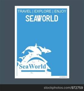 Sea World California, United States monument landmark brochure Flat style and typography vector