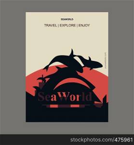 Sea World California, United States Vintage Style Landmark Poster Template