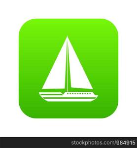 Sea yacht icon digital green for any design isolated on white vector illustration. Sea yacht icon digital green