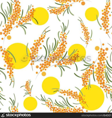 Seabuckthorn vector seamless pattern. Abstract floral background.. Seabuckthorn vector seamless pattern. Nature texture for wallpaper, wrapping, textile design, fabric