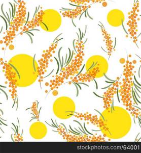 Seabuckthorn vector seamless pattern. Abstract floral background.. Seabuckthorn vector seamless pattern. Nature texture for wallpaper, wrapping, textile design, fabric