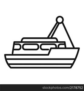 Seafood fish boat icon outline vector. Sea ship. Marine vessel. Seafood fish boat icon outline vector. Sea ship