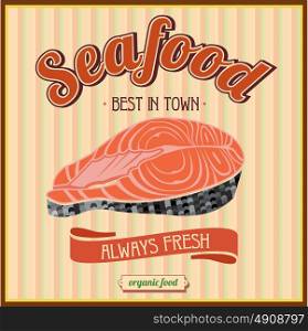 Seafood. Fresh fish. Vintage vector illustration.