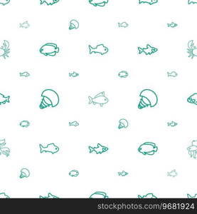 Seafood icons pattern seamless white background Vector Image