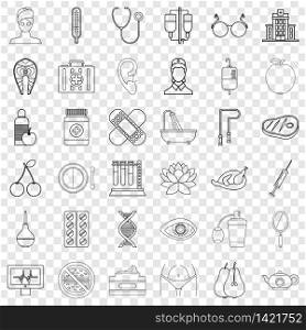 Seafood icons set. Outline style of 36 seafood vector icons for web for any design. Seafood icons set, outline style