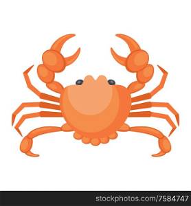 Seafood. Illustration of a crab on a white background. Vector flat illustration
