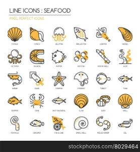 Seafood , thin line icons set ,pixel perfect icon